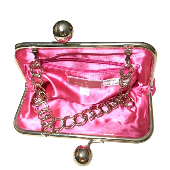 * New "ALDO Evening Hot Pink Metallic Clutch  Bag Chain Strap - Picture 6 of 15